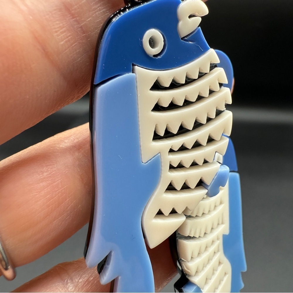 Blue Parrot Chunky Acrylic Bird Earrings - Picture 10 of 10